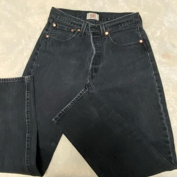 Men’s Levi’s 501 Button Fly Black Denim Jeans - Picture 3 of 5